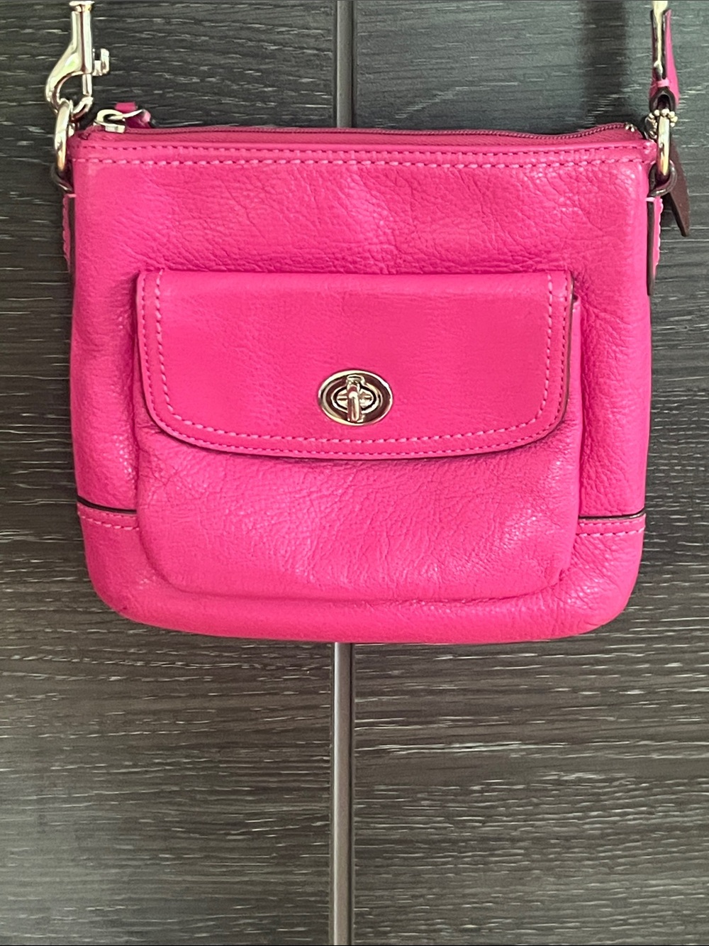 Coach Park Swingback Fuchsia Leather Crossbow Bag